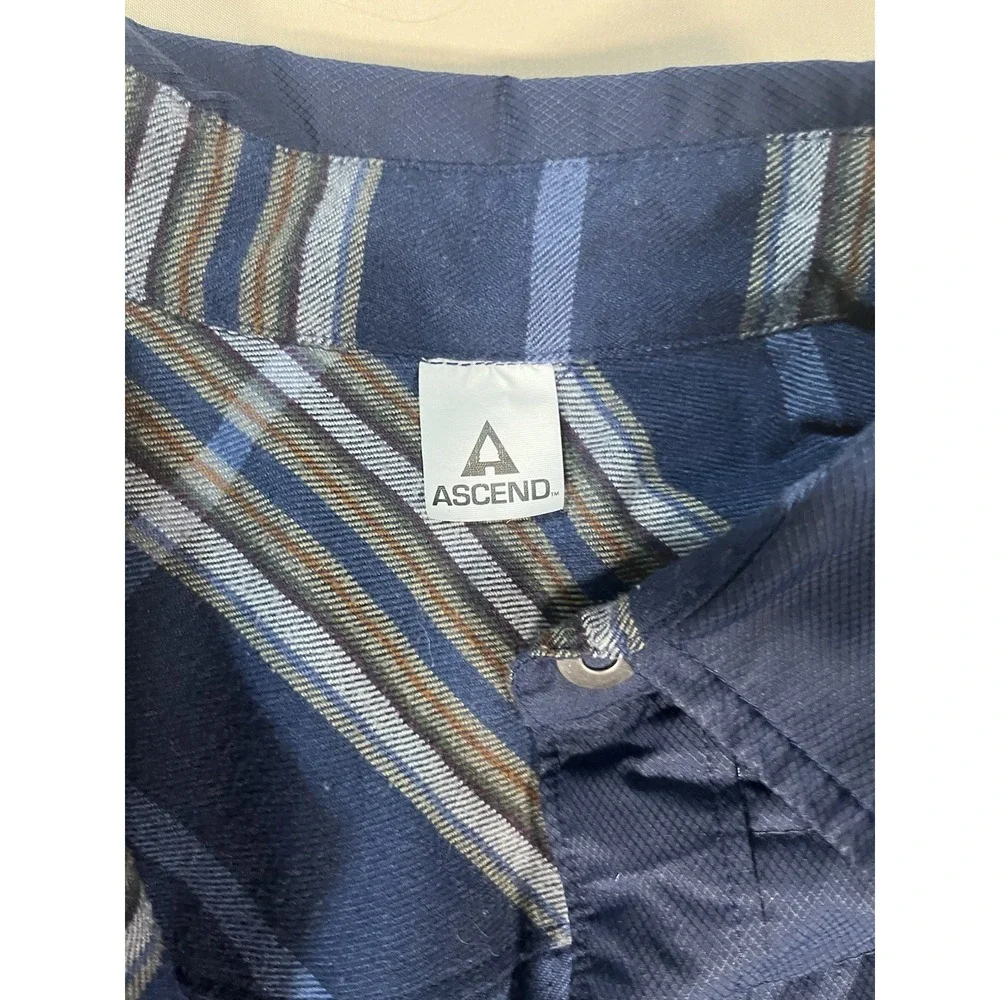 ASCEND Men's Blue Quilted Insulated Button Front Flannel Lined Jacket - L
